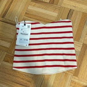 Red and White Striped Tube Top